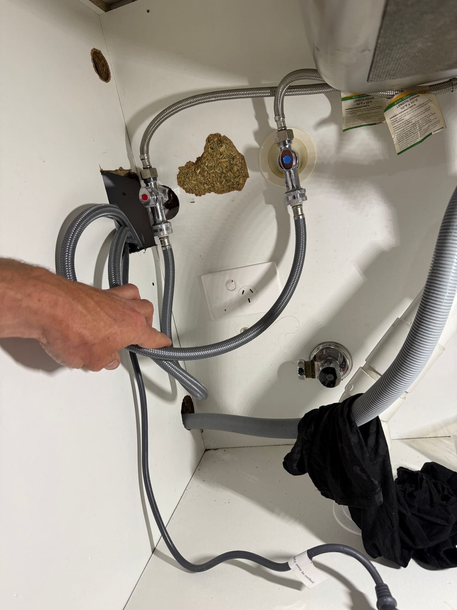 New polymer flexible hoses fitted at the laundry isolation valves in Balgowlah